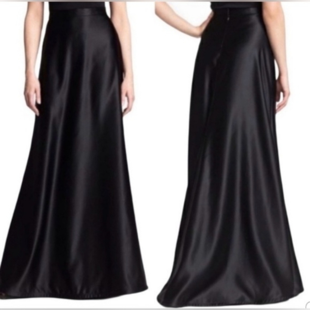 Tadashi Shoji Formal A Line Ballgown Evening Maxi Skirt Satin Black 10